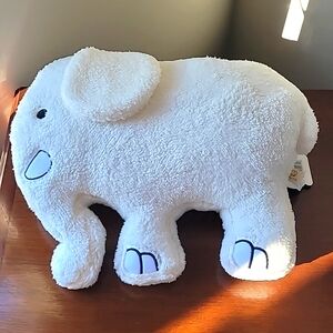 NWT 19" Ivory Ella Plush Elephant Pillow Super Soft White